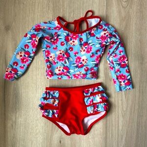 Blueberry Bay swimsuit Toddler girl 2T red white blue super cute